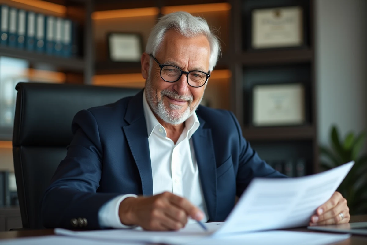 Homme senior en costume dans un bureau moderne