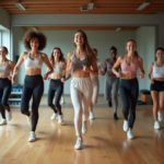 Groupe de jeunes danseurs dans un studio lumineux