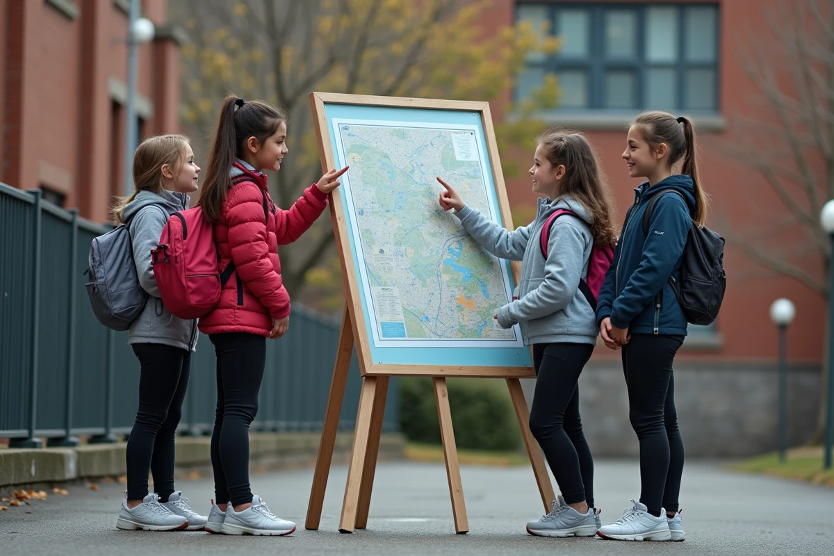 Groupe de filles regardant une carte à l