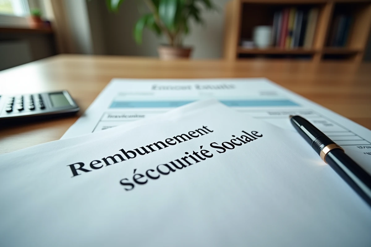 Documents de remboursement Sécurité sociale et facture de fauteuil releveur posés sur un bureau