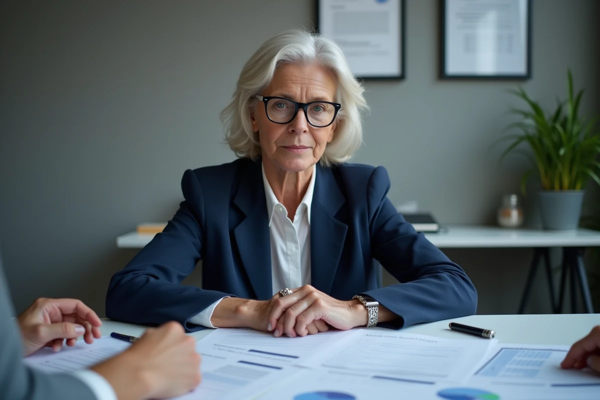 Femme retraitée en consultation avec un conseiller financier pour anticiper la revalorisation de sa pension