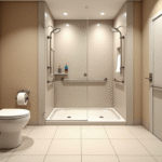 Salle de bain moderne pour seniors avec sol antidérapant